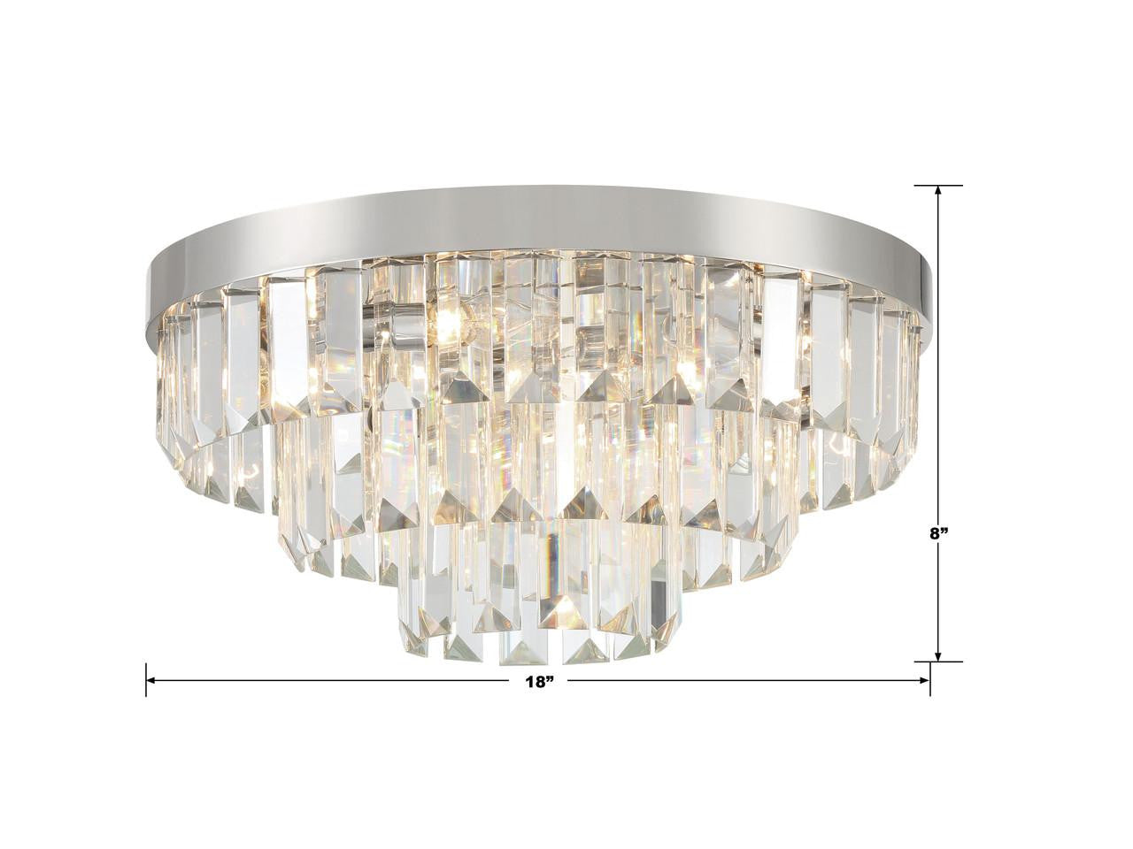 Crystorama Hayes Flush Mount - Polished Nickel, Faceted Crystal 8"H