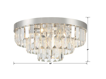Crystorama Hayes Flush Mount - Polished Nickel, Faceted Crystal 8"H