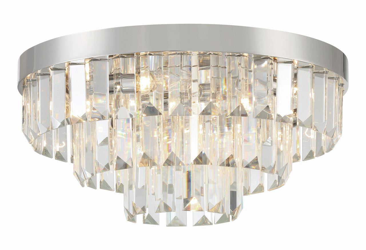 Crystorama Hayes Flush Mount - Polished Nickel, Faceted Crystal 8"H
