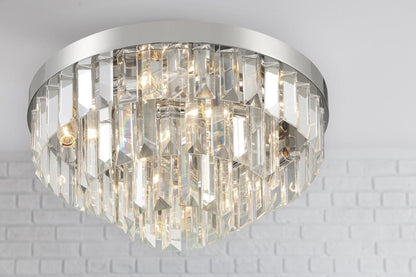 Crystorama Hayes Flush Mount - Polished Nickel, Faceted Crystal 8"H