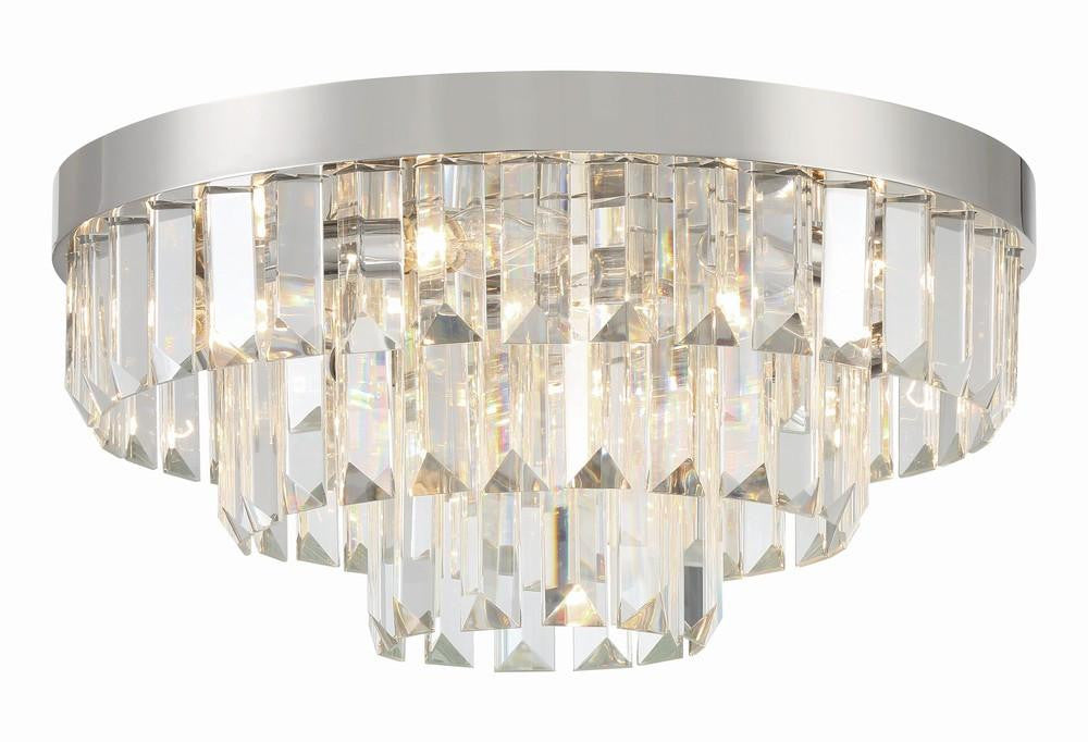 Crystorama Hayes Flush Mount - Polished Nickel, Faceted Crystal 8"H