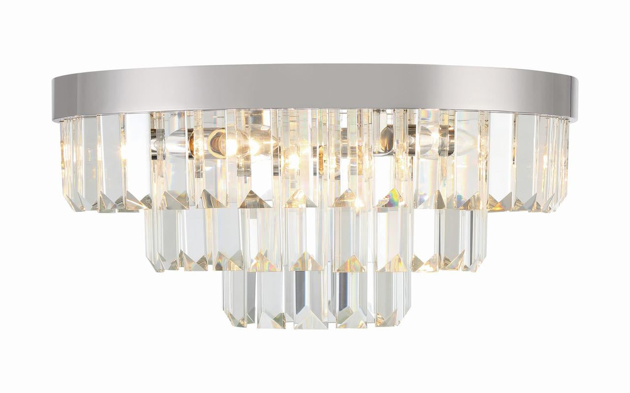 Crystorama Hayes Flush Mount - Polished Nickel, Faceted Crystal 8"H