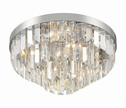 Crystorama Hayes Flush Mount - Polished Nickel, Faceted Crystal 8"H