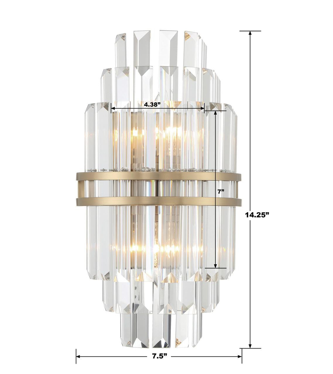 Crystorama Hayes Wall Sconce - Aged Brass, Faceted Crystal 14.25"H