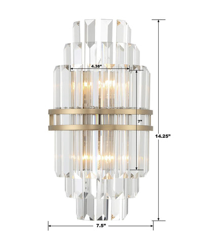 Crystorama Hayes Wall Sconce - Aged Brass, Faceted Crystal 14.25"H