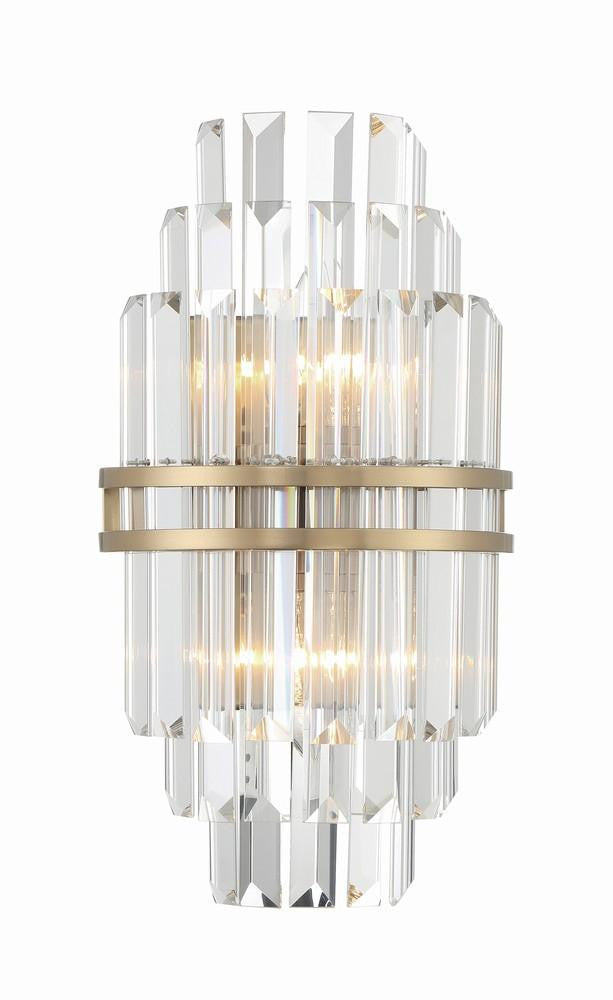 Crystorama Hayes Wall Sconce - Aged Brass, Faceted Crystal 14.25"H