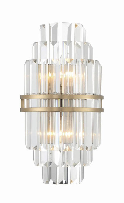 Crystorama Hayes Wall Sconce - Aged Brass, Faceted Crystal 14.25"H