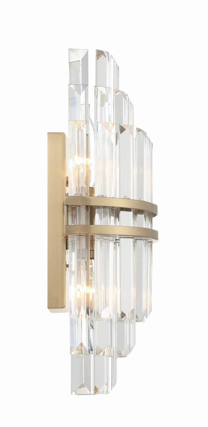 Crystorama Hayes Wall Sconce - Aged Brass, Faceted Crystal 14.25"H