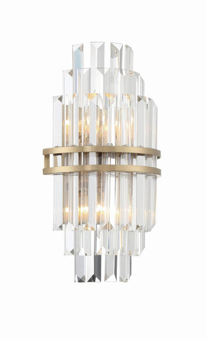 Crystorama Hayes Wall Sconce - Aged Brass, Faceted Crystal 14.25"H