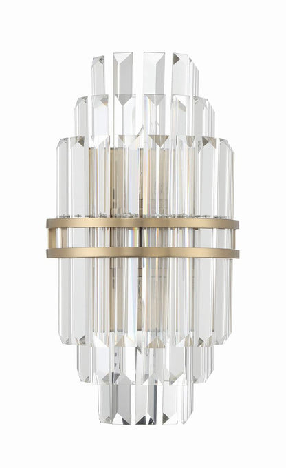 Crystorama Hayes Wall Sconce - Aged Brass, Faceted Crystal 14.25"H