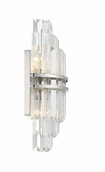 Crystorama Hayes Wall Sconce - Polished Nickel, Faceted Crystal 14.25"H