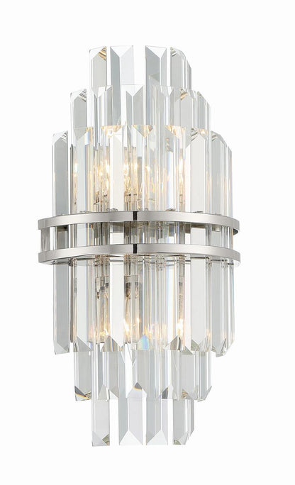 Crystorama Hayes Wall Sconce - Polished Nickel, Faceted Crystal 14.25"H