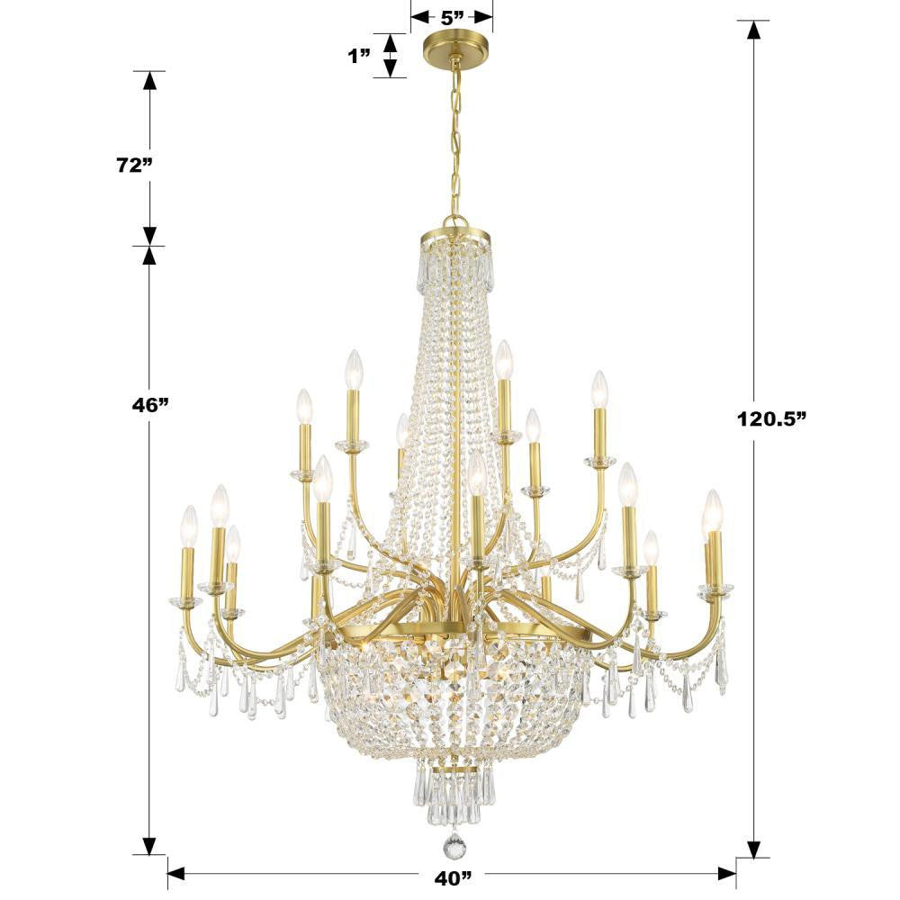 Crystorama Haywood Chandelier - Aged Brass, Hand Cut Crystal 46"H