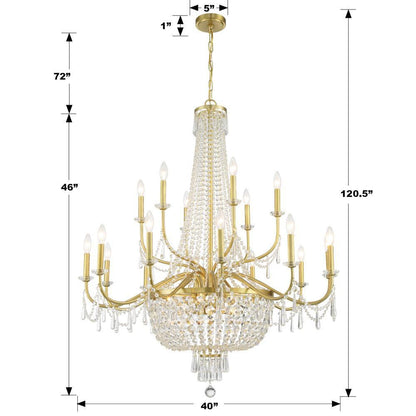Crystorama Haywood Chandelier - Aged Brass, Hand Cut Crystal 46"H