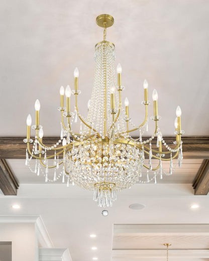 Crystorama Haywood Chandelier - Aged Brass, Hand Cut Crystal 46"H