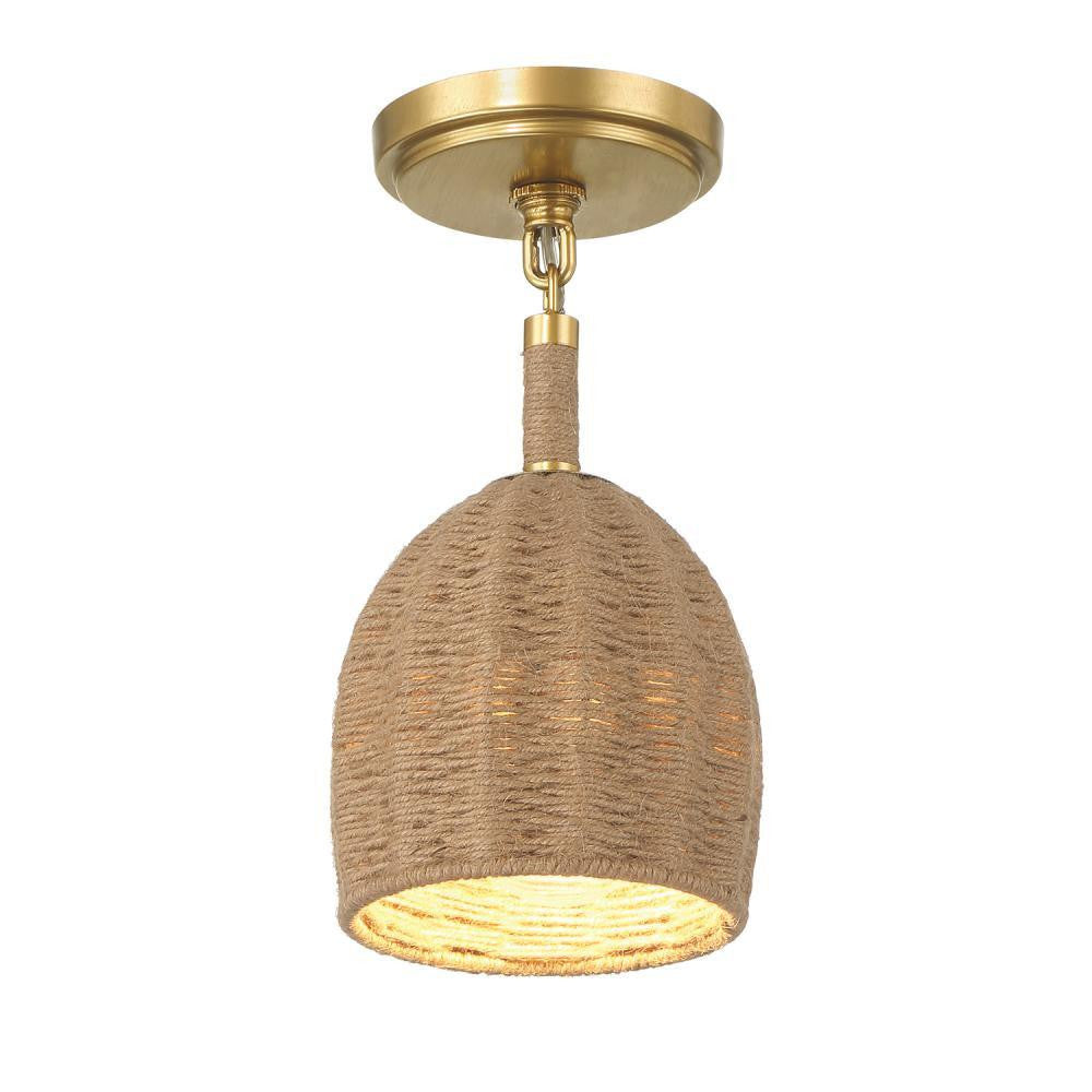 Crystorama Jace 1 Light Semi Flush Mount Soft Gold