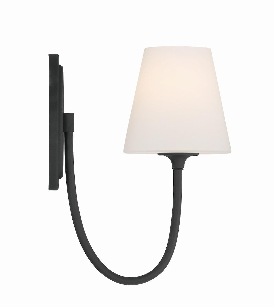 Crystorama Juno 1 Light Wall Sconce - Black Forged 13"H