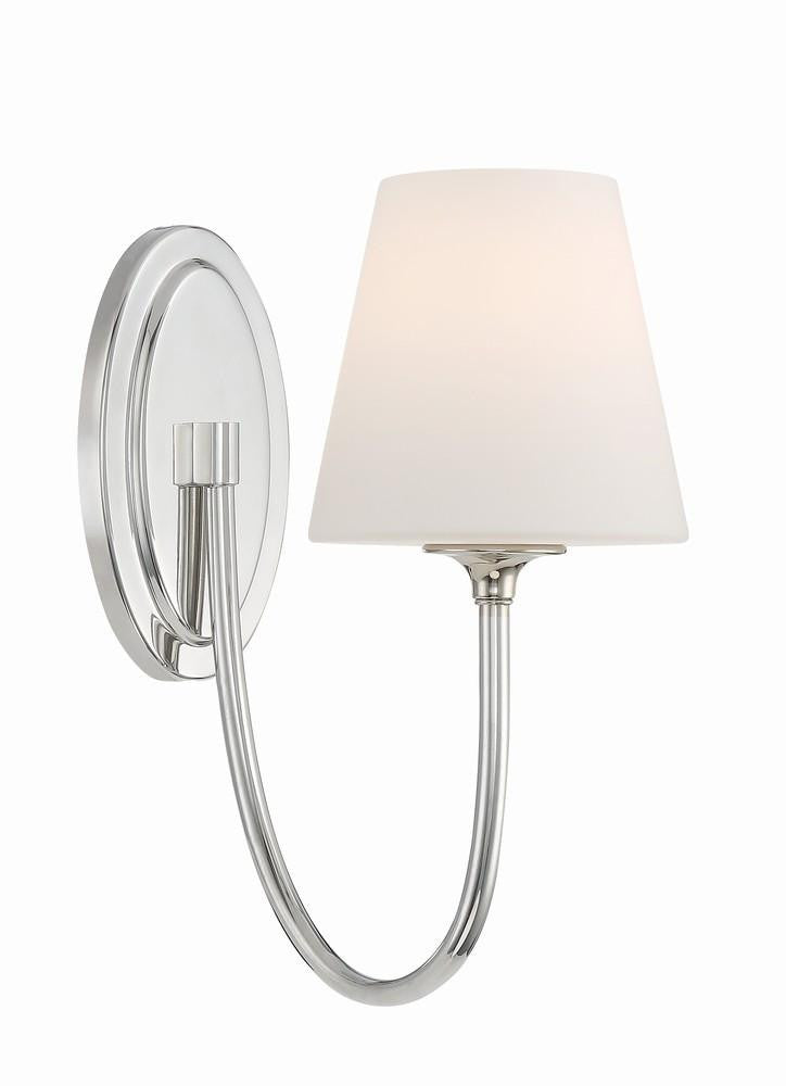 Crystorama Juno 1 Light Wall Sconce - Polished Nickel 13"H