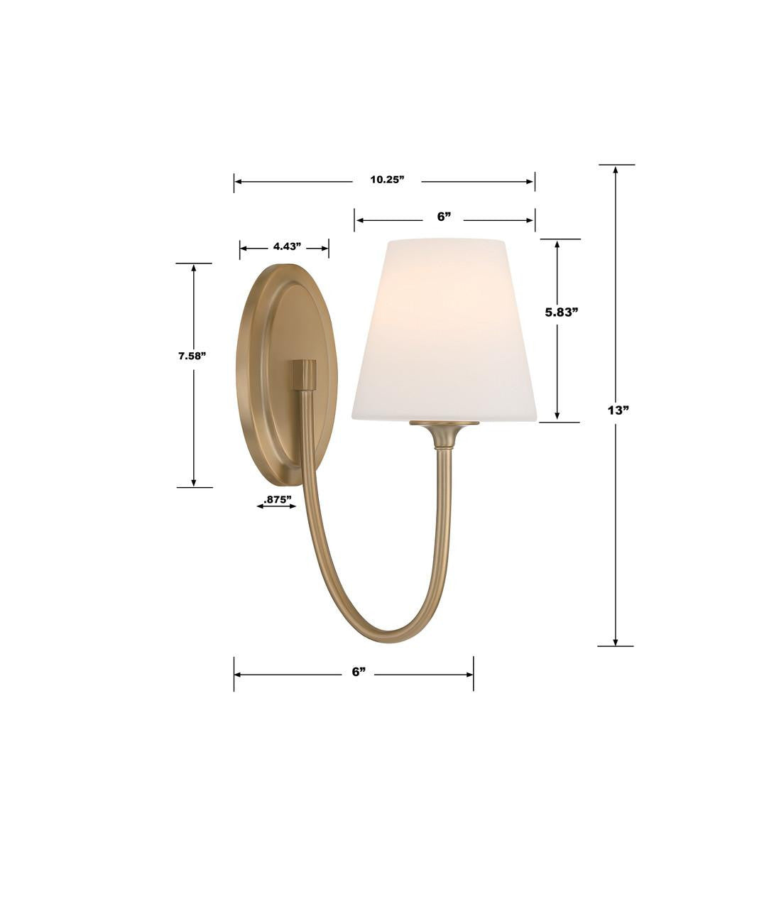 Crystorama Juno 1 Light Wall Sconce - Vibrant Gold 13"H