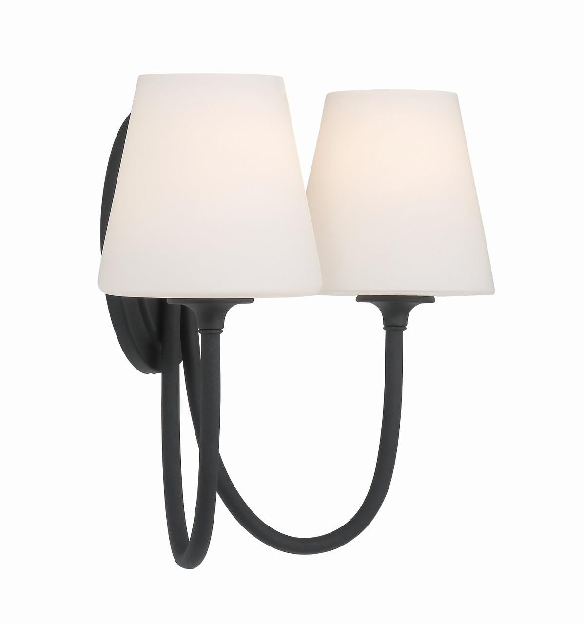 Crystorama Juno 2 Light Wall Sconce - Black Forged 13"H