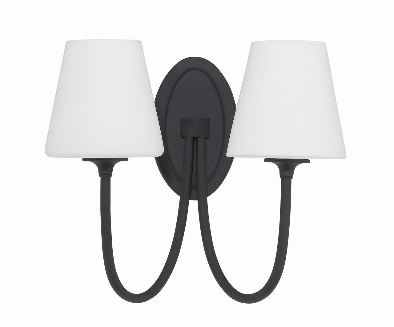 Crystorama Juno 2 Light Wall Sconce - Black Forged 13"H