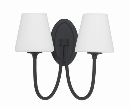 Crystorama Juno 2 Light Wall Sconce - Black Forged 13"H