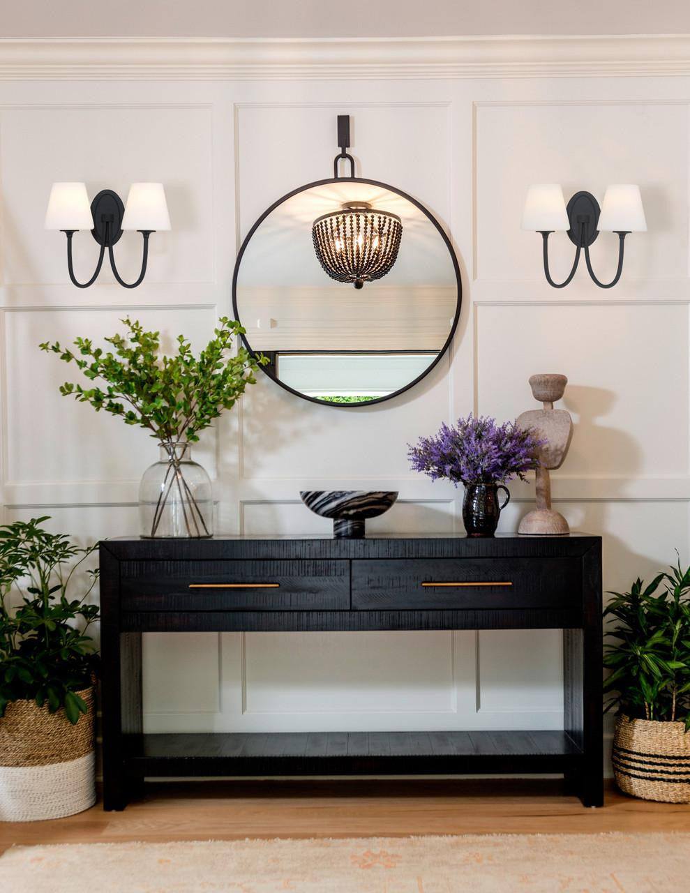 Crystorama Juno 2 Light Wall Sconce - Black Forged 13"H