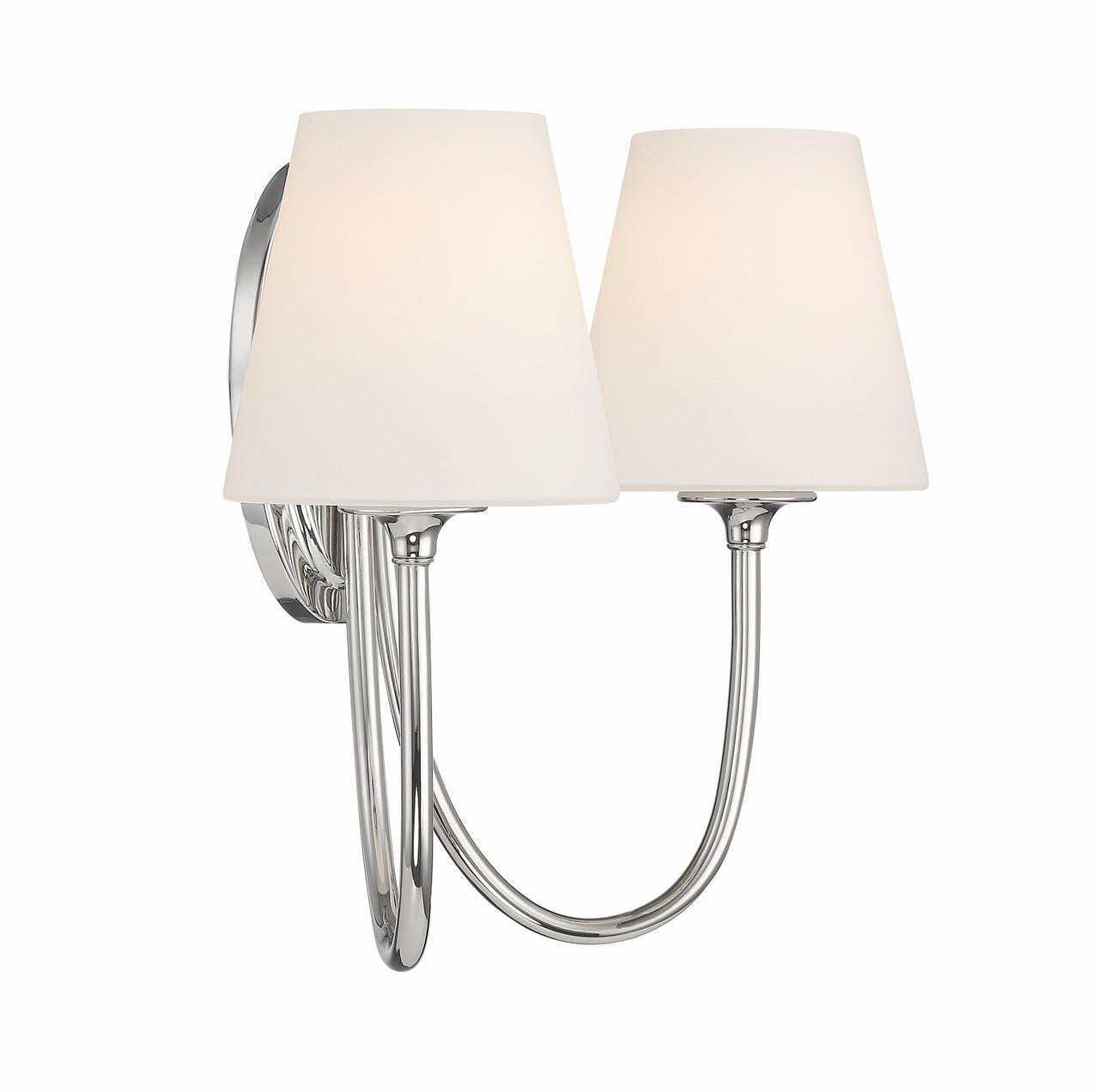 Crystorama Juno 2 Light Wall Sconce - Polished Nickel 13"H