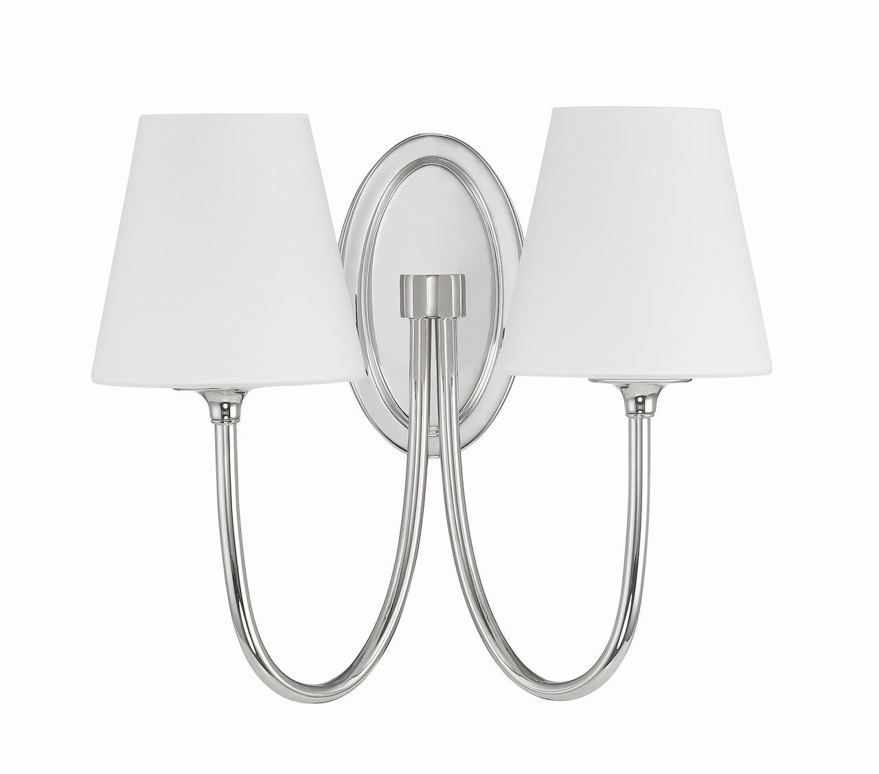 Crystorama Juno 2 Light Wall Sconce - Polished Nickel 13"H