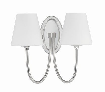 Crystorama Juno 2 Light Wall Sconce - Polished Nickel 13"H