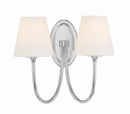 Crystorama Juno 2 Light Wall Sconce - Polished Nickel 13"H