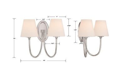 Crystorama Juno 2 Light Wall Sconce - Polished Nickel 13"H