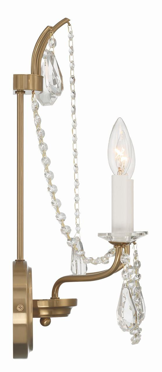 Crystorama Karrington Wall Sconce - Aged Brass, Hand Cut Crystal 18.5"H