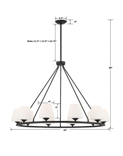 Crystorama Keenan Chandelier - Matte Black 28"H