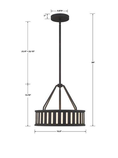 Crystorama Kendal Mini Chandelier - Black Forged 13.75"H