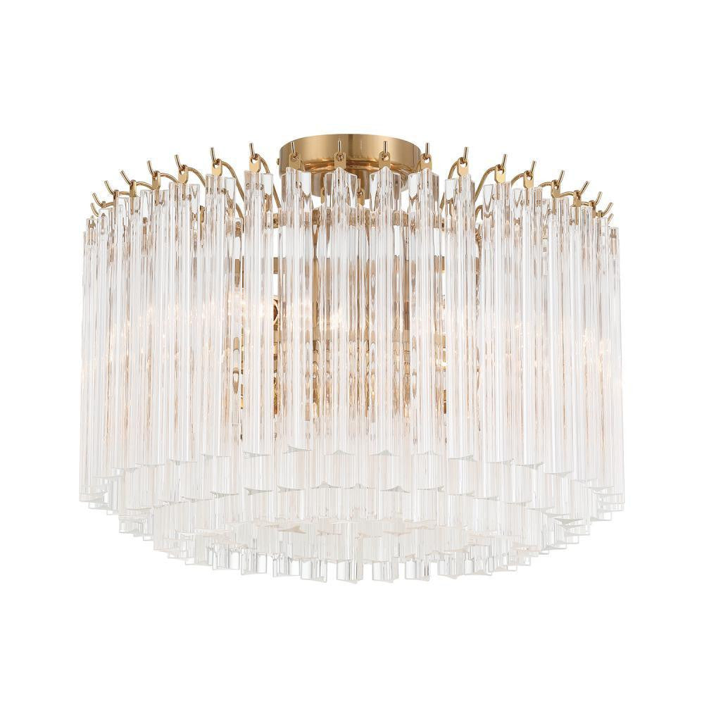 Crystorama Lofton 5 Light Semi Flush Mount Aged Brass