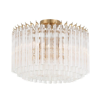 Crystorama Lofton 5 Light Semi Flush Mount Aged Brass