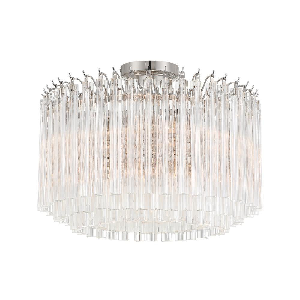 Crystorama Lofton 5 Light Semi Flush Mount Polished Nickel