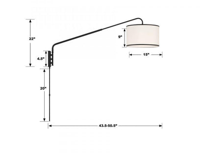 Crystorama Mallory Task Light - Matte Black 22"H