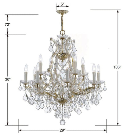 Crystorama Maria Theresa Chandelier - Gold, Clear Italian 30"H