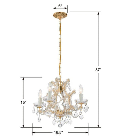 Crystorama Maria Theresa Mini Chandelier - Gold, Clear Italian 15"H