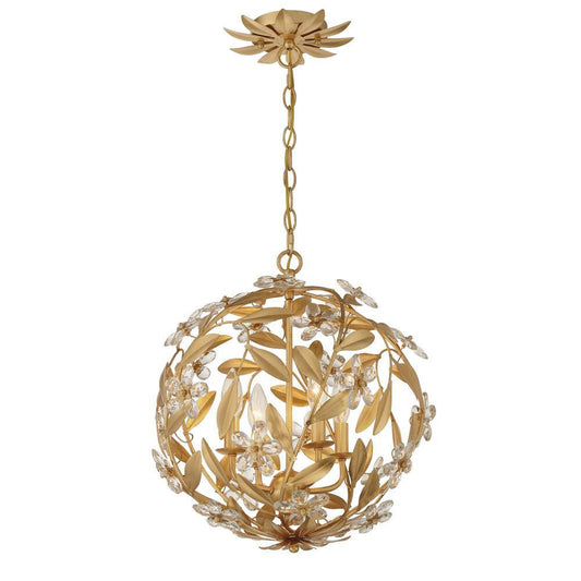 Crystorama Marselle 4 Light Mini Pendant Antique Gold