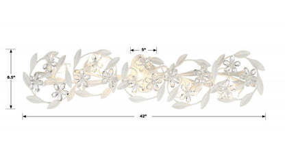Crystorama Marselle 5 Light Bathroom Vanity - Matte White, Hand Cut Crystal 8.5"H