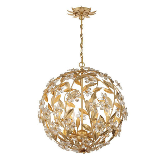 Crystorama Marselle 6 Light Pendant Antique Gold