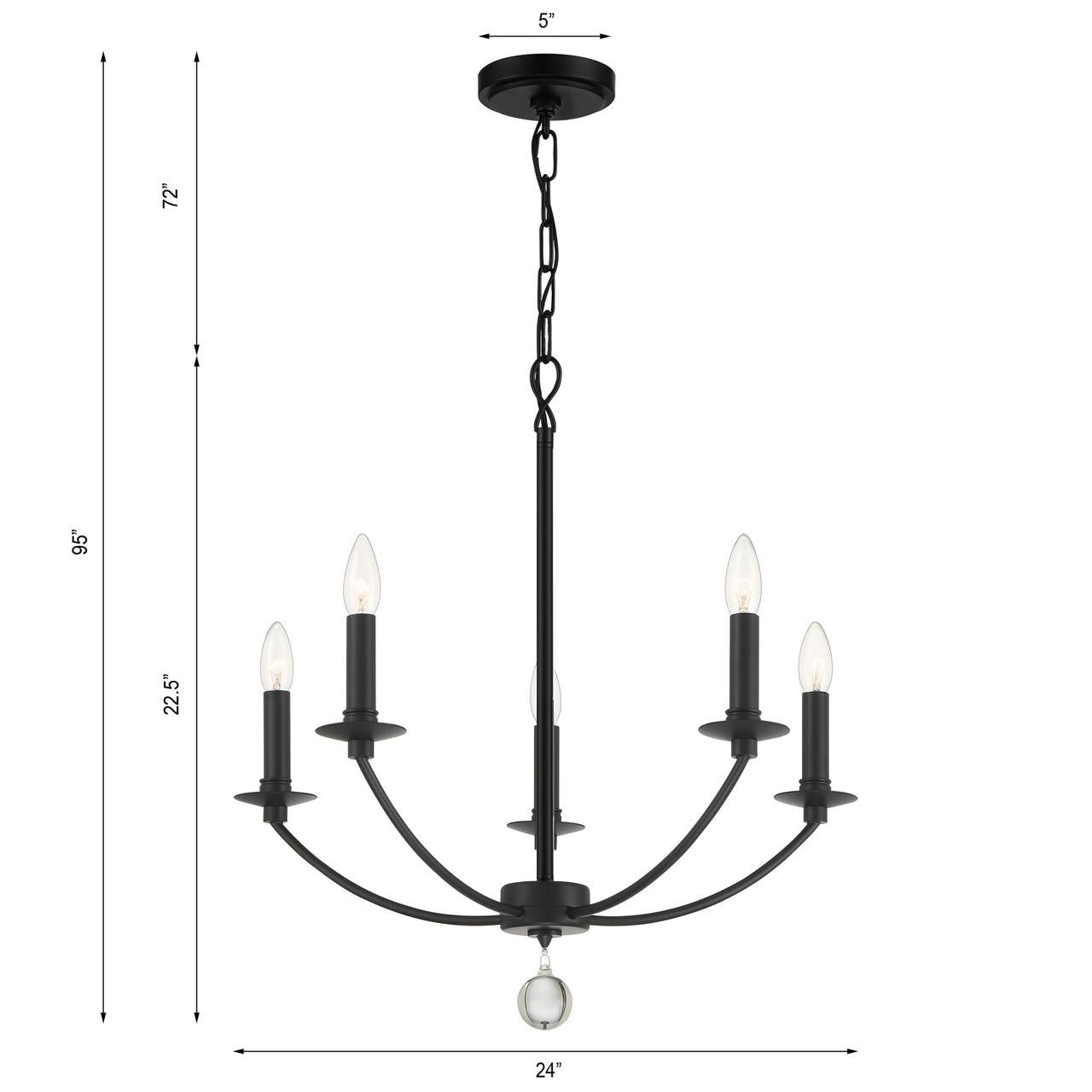 Crystorama Mila Chandelier - Black 24"H