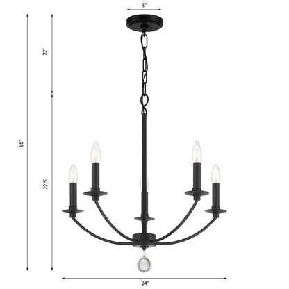 Crystorama Mila Chandelier - Black 24"H
