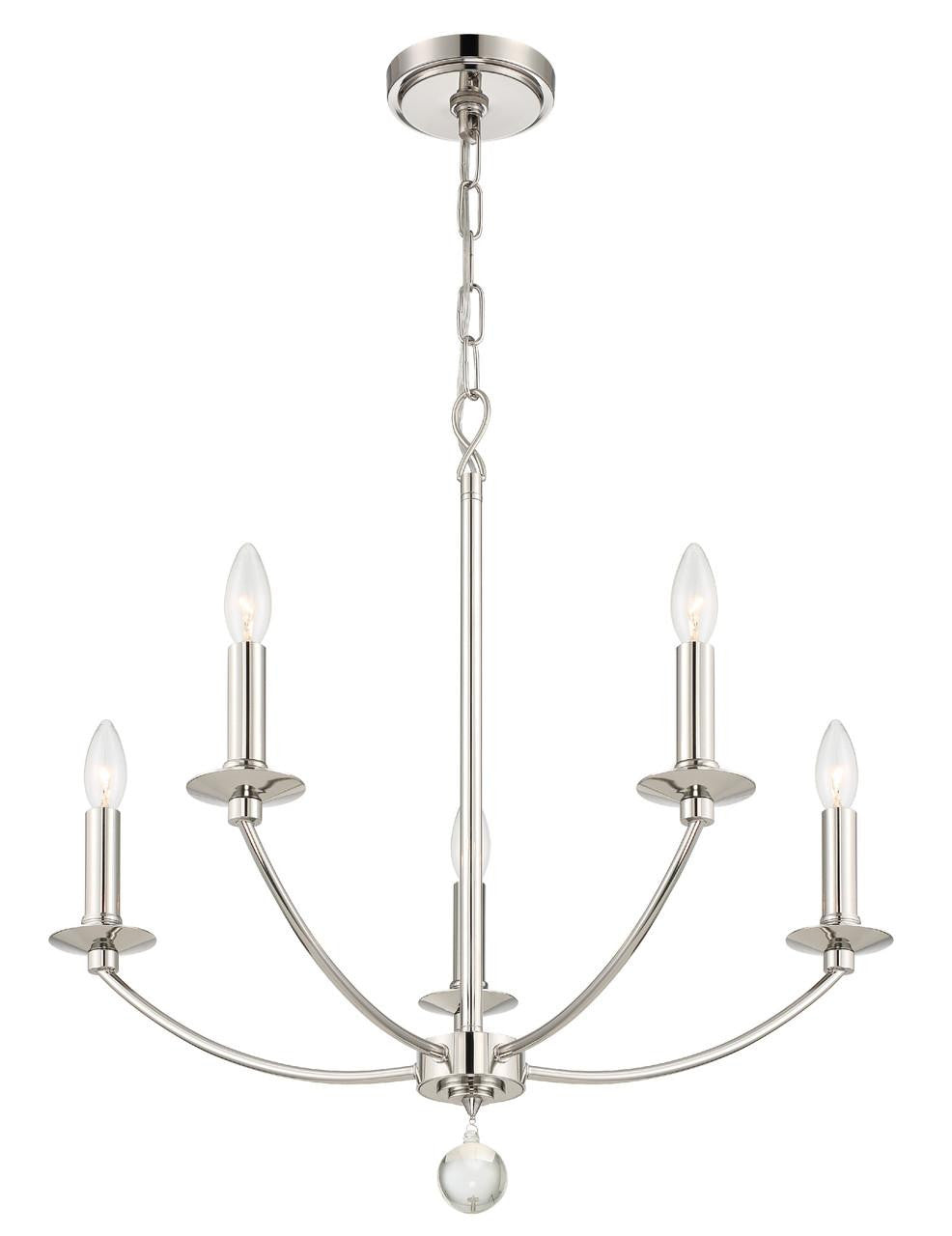 Crystorama Mila Chandelier - Polished Nickel 24"H