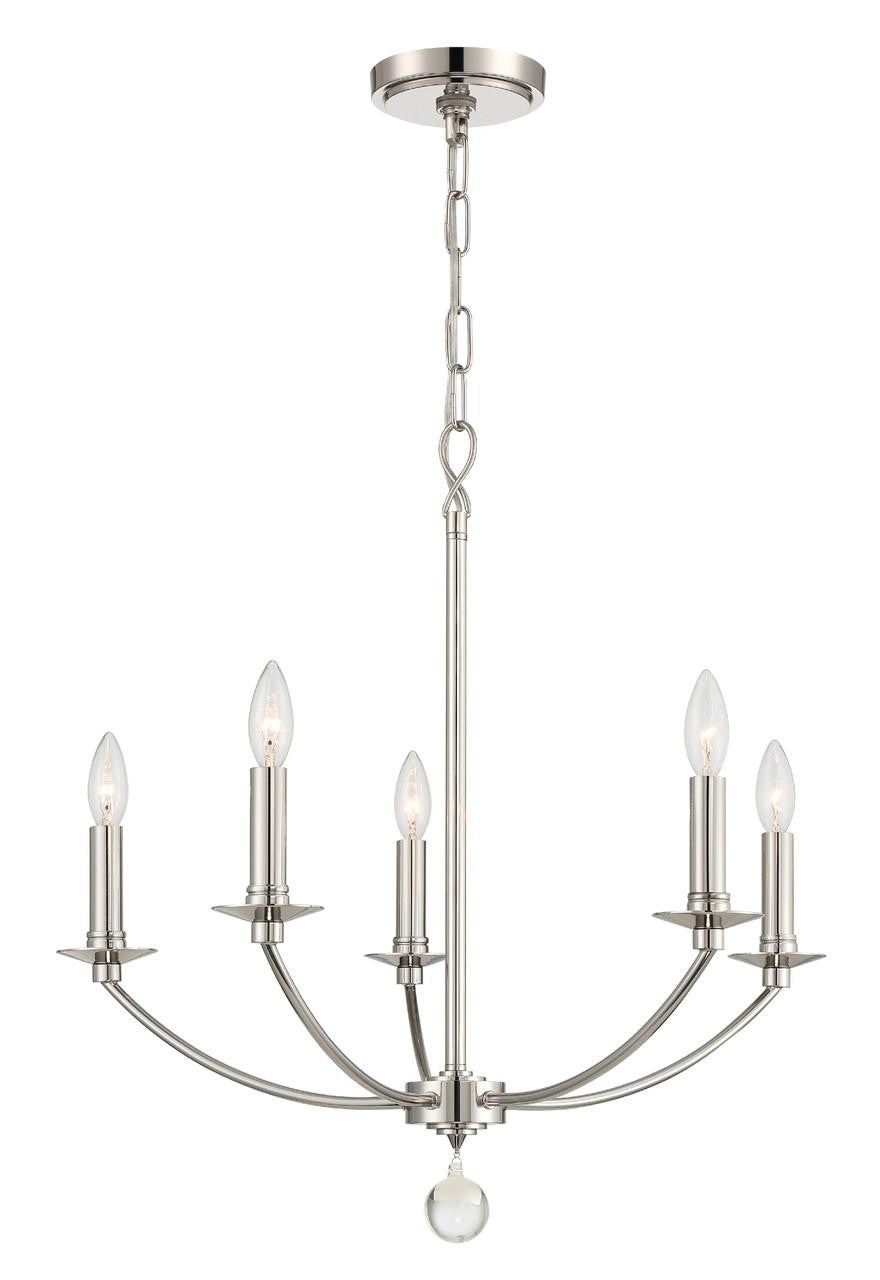 Crystorama Mila Chandelier - Polished Nickel 24"H