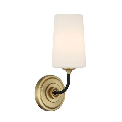 Crystorama Niles 1 Light Wall Sconce Black Forged, Modern Gold