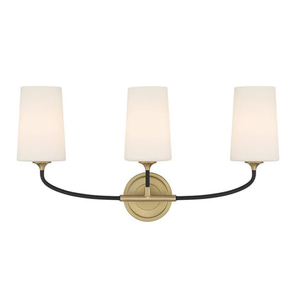 Crystorama Niles 3 Light Bathroom Vanity Light Black Forged, Modern Gold